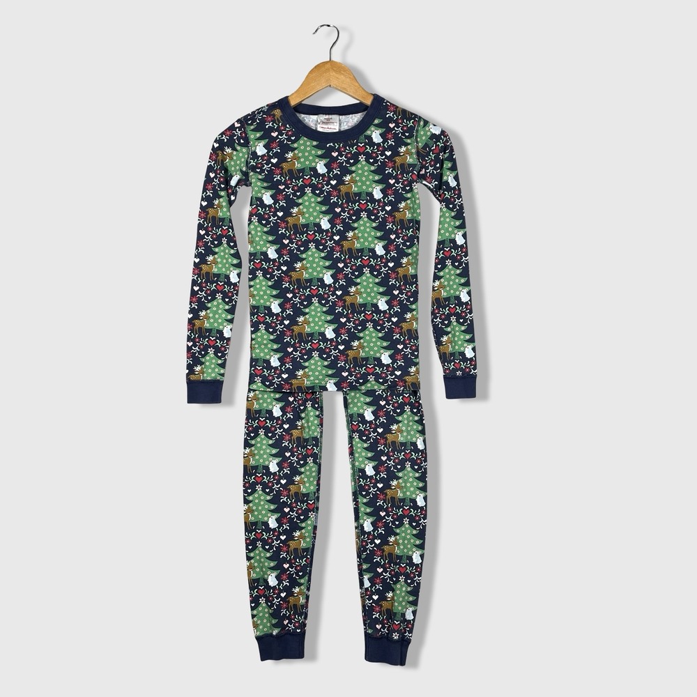 Hanna Andersson Kids Organic Cotton Christmas Tree Reindeer Pajama Set Size 12